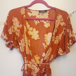 Lulu's Heart of Marigold Rust Red Floral Maxi